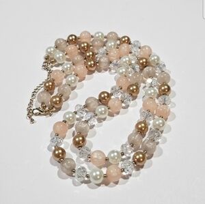 Layered Glass and Pearl Necklace